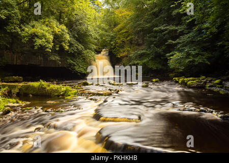 Cauldron Force waterfall in the small, picturesque, rural village of West Burton in the Yorkshire Dales in England, UK.. Horizontal. Stock Photo