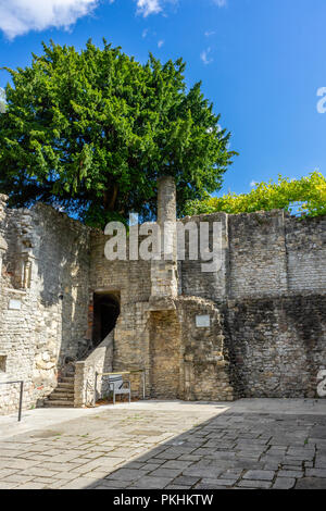 King John's Palace, a ruined Norman merchant's house located within the historic Old Town Walls in Southampton, Old Town, England, UK Stock Photo