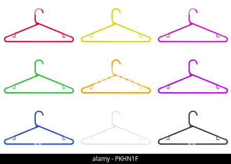 Colored clothes hangers isolated on a white background Stock Photo