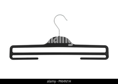 Black plastic pants / skirt hanger isolated on a white background Stock Photo