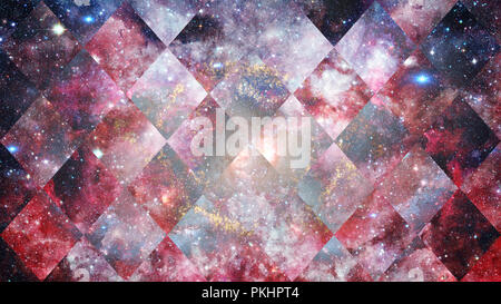 Abstract hipster geometric background with triangles, circles, nebula, stars and galaxy. Elements of this image furnished by NASA. Stock Photo