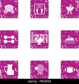 Frisk lifestyle icons set, grunge style Stock Vector