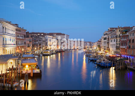 Grand Canal in Venice, nobody in the evening, clear blue sky in summer in Italy Stock Photo