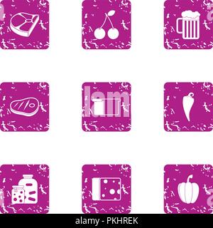 Billet icons set, grunge style Stock Vector