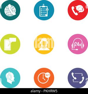 Dialer icons set, flat style Stock Vector