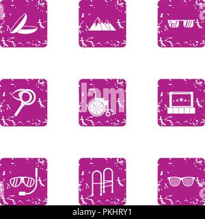 Rehabilitation icons set, grunge style Stock Vector
