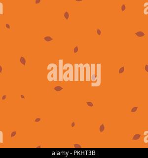 Leaf red pattern seamless. Vector illustration. Orange background. Stock Vector