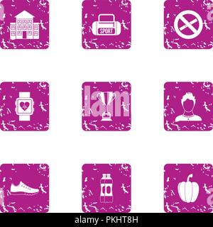 Health service icons set, grunge style Stock Vector