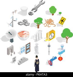 Verge icons set, isometric style Stock Vector