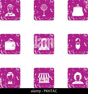 Private practice icons set, grunge style Stock Vector