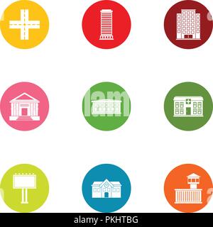 New europe icons set, flat style Stock Vector