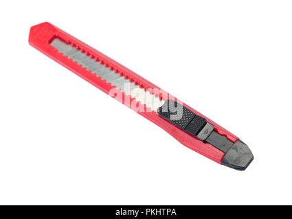 Red stationery knife isolated over white background Stock Photo