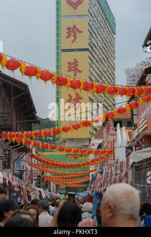 Singapore - February 08 2018: Festive Chinese New Year Decorations on the streets in Chinatown Stock Photo