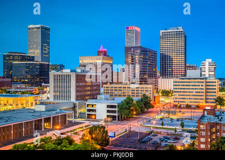 Tulsa, Oklahoma, USA downtown city skyline at twilight. Stock Photo