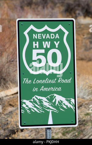 Route 50 sign - the loneliest road in America, Nevada Stock Photo - Alamy