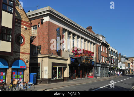 Pubs, restaurants and picture house, St Andrew's Street, Cambridge, England, UK Stock Photo