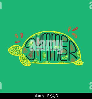 Illustration of a tortilla with a unique hand-drawn lettering inside. Summer time. Stock Vector