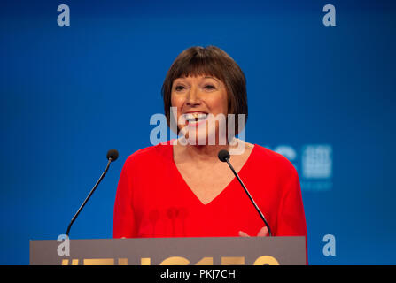 General Secretary of the Trades Union Congress, Frances O'Grady, gives her keynote speech at the Conference in Manchester Stock Photo