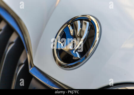 LUGO, ITALY - September 11, 2018: light enlightening logo on a car body Stock Photo