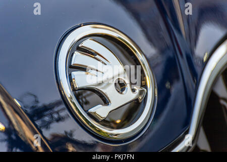 LUGO, ITALY - September 11, 2018: light enlightening logo on a car body Stock Photo