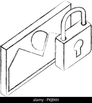 picture file with padlock isometric icon vector illustration design Stock Vector