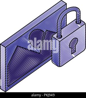 picture file with padlock isometric icon vector illustration design Stock Vector