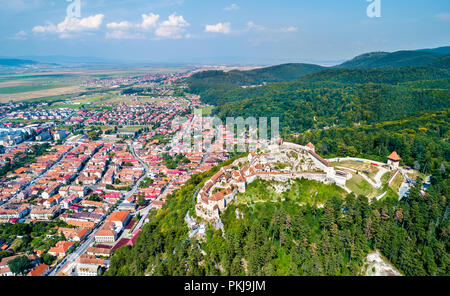 Aerial view of Rasnov Fortress in Romania Stock Photo