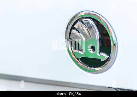 LUGO, ITALY - September 11, 2018: light enlightening logo on a car body Stock Photo