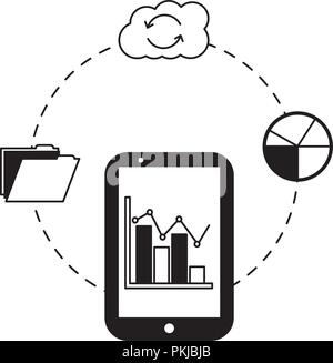 smartphone statistics report cloud storage folder vector illustration Stock Vector