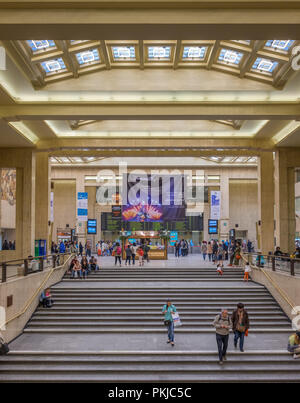 Main staircase in Brussels Central Train station, Saturday 8 April 2017, Brussels, Belgium. Stock Photo