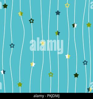 Stars thread vector seamless pattern Abstract string blue texture of geometry background Stock Vector