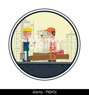 Geometric workers cartoons Stock Vector