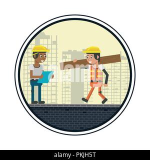 Geometric workers cartoons Stock Vector