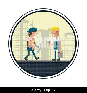 Geometric workers cartoons Stock Vector