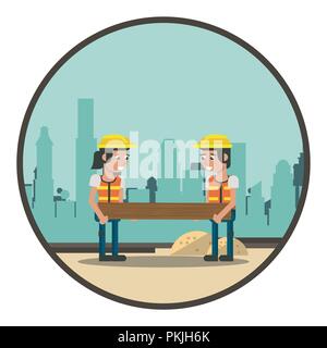 Geometric workers cartoons Stock Vector