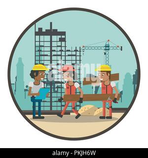 Geometric workers cartoons Stock Vector