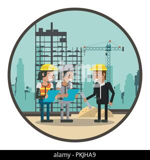 Geometric workers cartoons Stock Vector