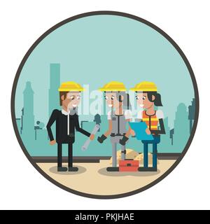 Geometric workers cartoons Stock Vector