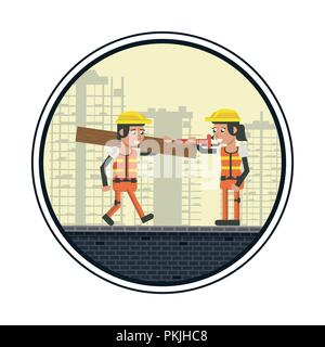 Geometric workers cartoons Stock Vector