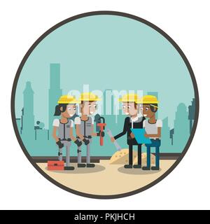 Geometric workers cartoons Stock Vector