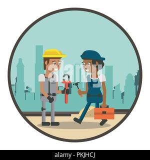 Geometric workers cartoons Stock Vector