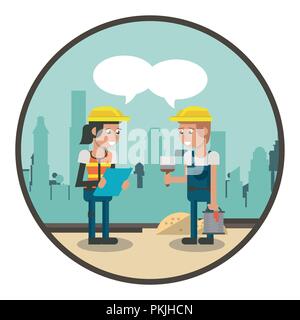 Geometric workers cartoons Stock Vector
