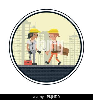 Geometric workers cartoons Stock Vector