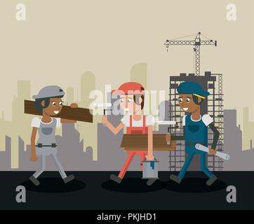 Construction workers cartoons Stock Vector
