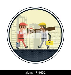 Geometric workers cartoons Stock Vector