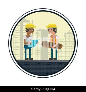 Geometric workers cartoons Stock Vector