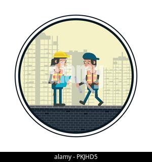 Geometric workers cartoons Stock Vector