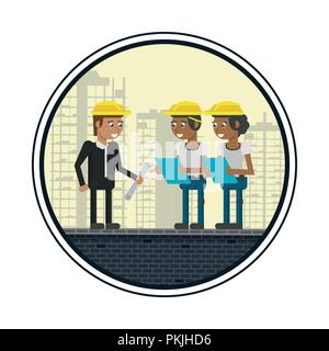 Geometric workers cartoons Stock Vector