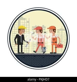 Geometric workers cartoons Stock Vector