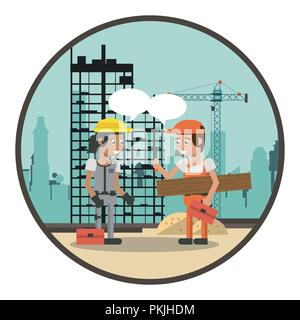 Geometric workers cartoons Stock Vector